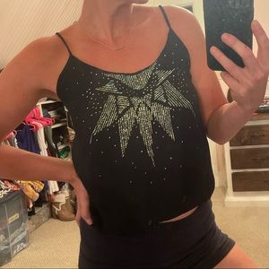 🔥HOST PICK🔥 Black Chiffon Tank with Sequin